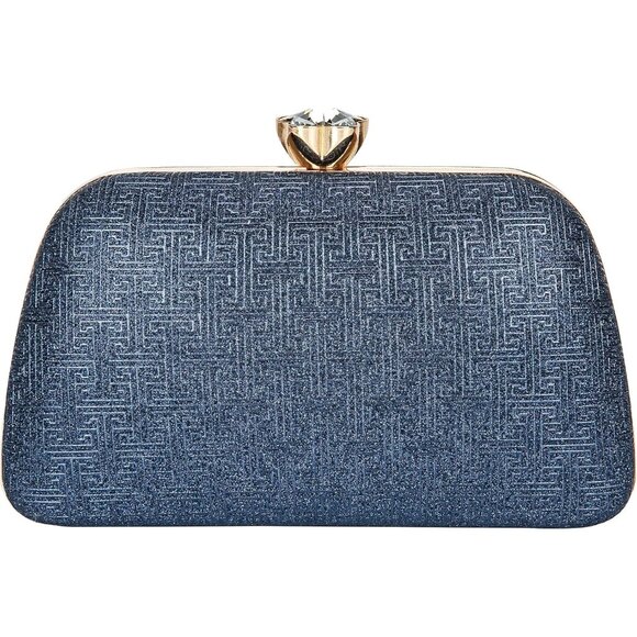 ⚡ Women\'s Blue Elegant Rhinestone Formal Events Unique Clutch Chain Strap Bag